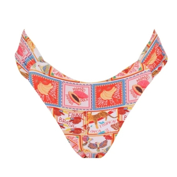 Escape To Paradise Vibrant Ruched Stamp Print Bikini Bottoms XL New - Picture 9 of 9
